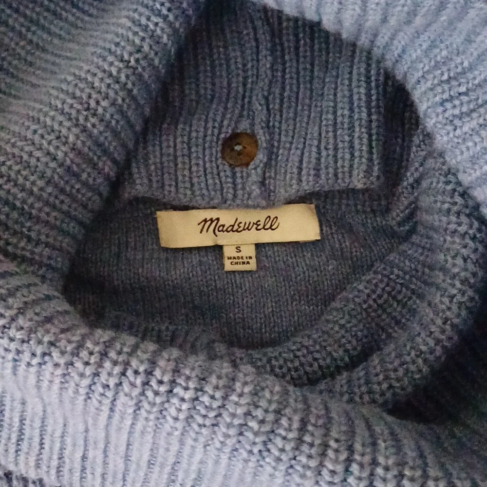🔥🔥🔥Madewell Cornflower blue convertible turtleneck crewneck sweater S - Picture 9 of 13